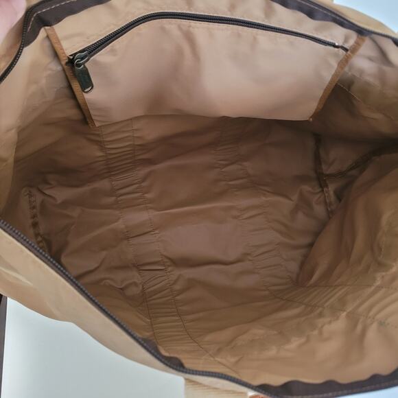 Lancel Paris Vintage Bag Duffle Handbag Zip XL Large Nylon Beige Designer Logo - Picture 3 of 11